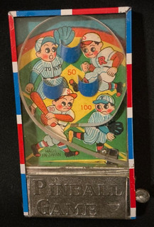 Vintage Mini Bagatelle Baseball Tin Pinball Game Made in Japan (salesman sample)