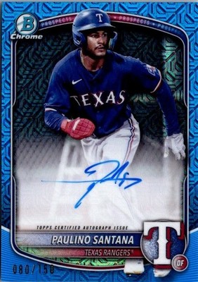 Paulino Santana /150 BLUE MOJO Mega Box On Card Auto 2025 Bowman Chrome Free S/H