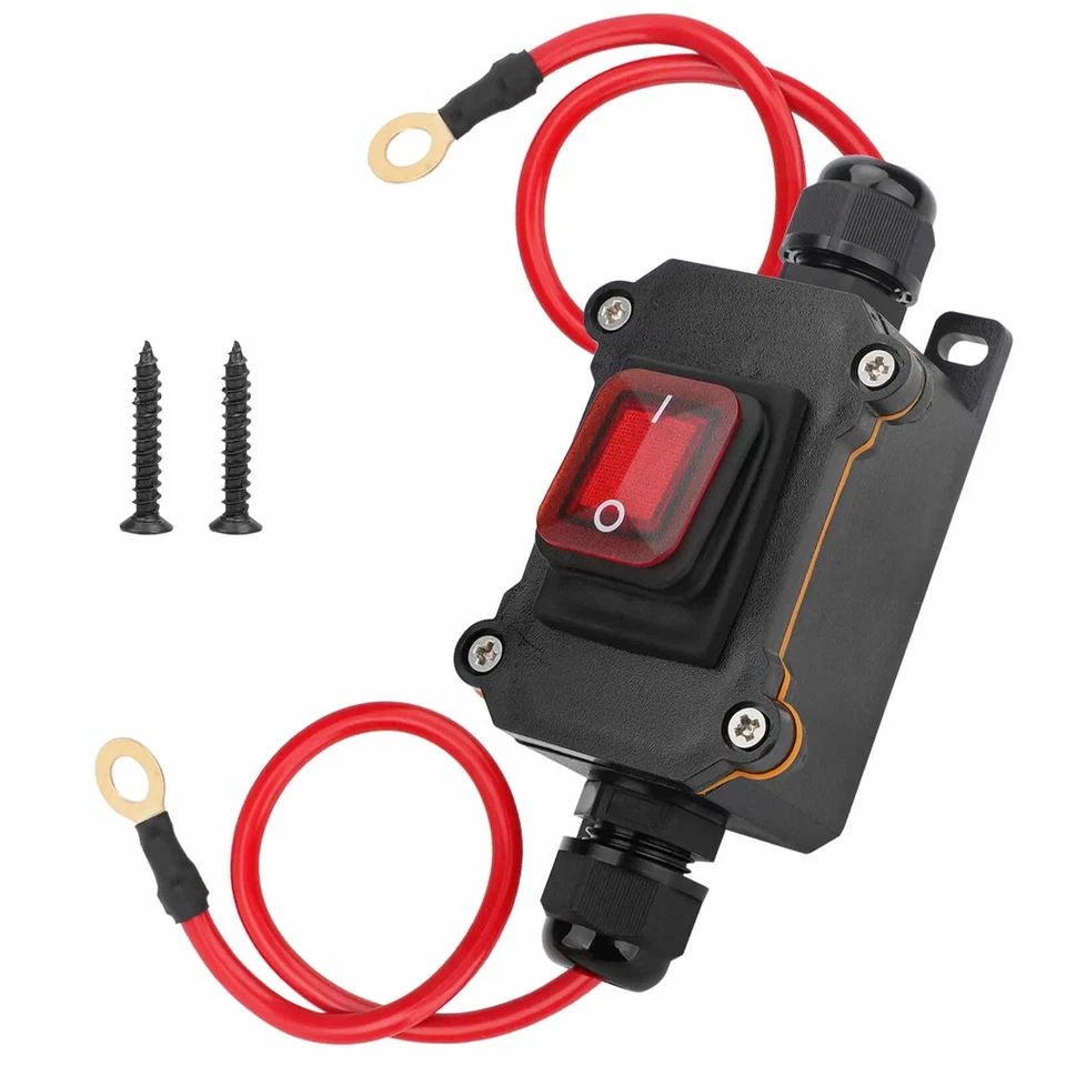 10.2in on each end 10AWG Inline Copper Wire DC 12-24V IP67 PA66 On/Off Switch - Image 2 of 4