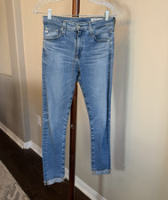 AG Adriano Goldschmied Women  s Light Wash Blue Mid Rise Skinny Ankle Jeans