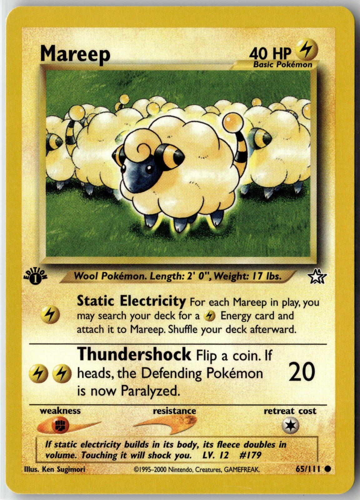 Mareep Common Neo Genesis 065/111 1st Edition NM