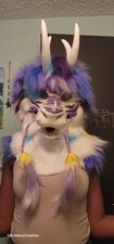 White Purple Blue Horned Dragon Partial Fursuit. Adult Unisex