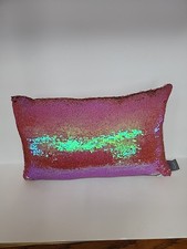 Aviva Stanoff Sequined Lumbar Pillow Pink Iridescent Mermaid Mystical Unicorn 