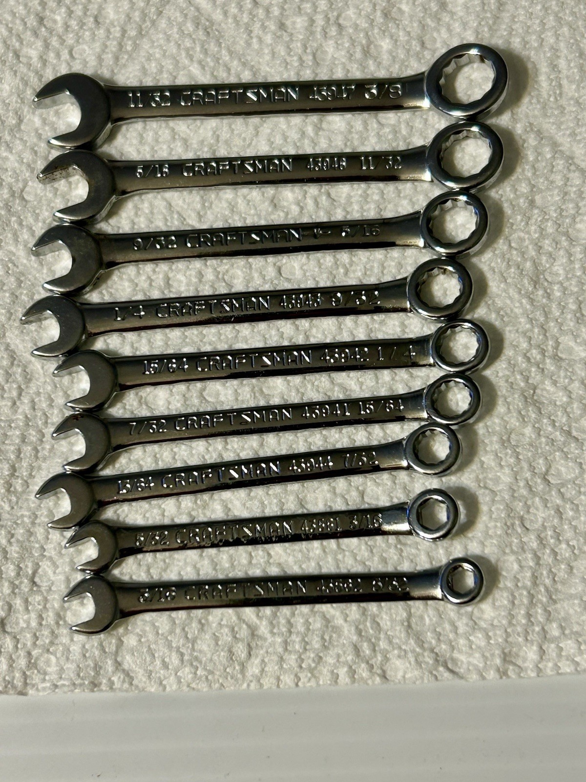 Craftsman Chrome Midget Combo Wrench Set 9 Metric & 9 Standard Made in U.S.A.