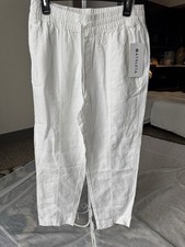 New Athleta Retreat Linen Pant In White Joggers Drawstring Sz M