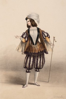 P. GAVARNI (1804-1866), Frau in Kostüm, um 1830, Lithographie Romantik 1800-1849