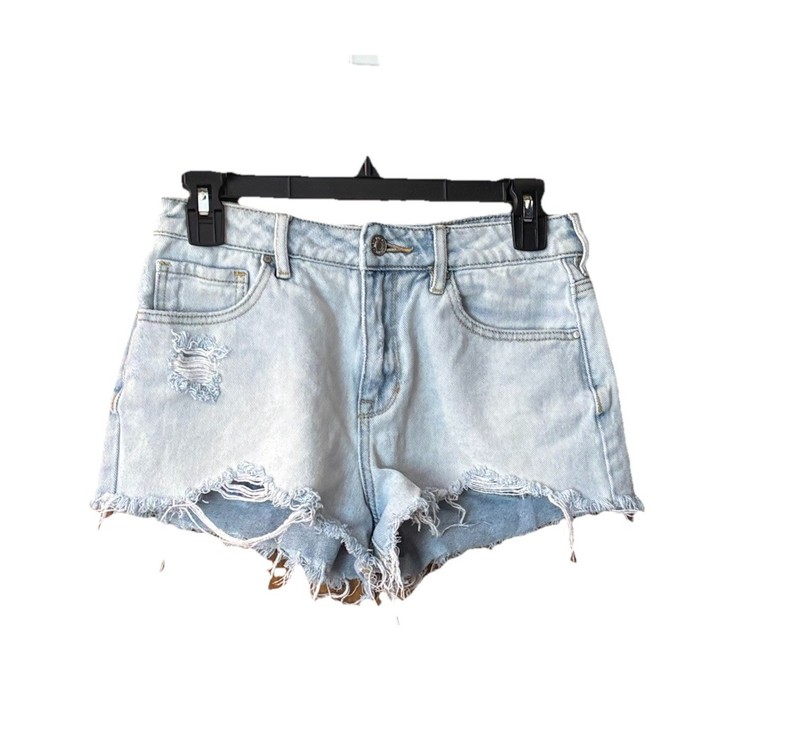 Pacsun High Rise Short Light Wash W/Frayed Hem Size 26