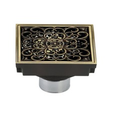 Kingston Brass BSF9771 Watercourse 4"W Scroll Square Shower Drain - Brass