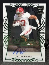 2021 Leaf Trinity Clear Jaylen Waddle Rookie Auto Green Foil /20 Dolphins CA-JW1