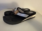 Tory Burch Flip Flop Sandals Black Cream Logo Thong Summer Beach Slides 8 — photo 4