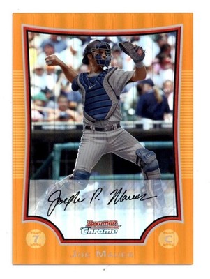 2009 Bowman Chrome #98 Joe Mauer Orange Refractor 6/25 - Minnesota Twins HOF