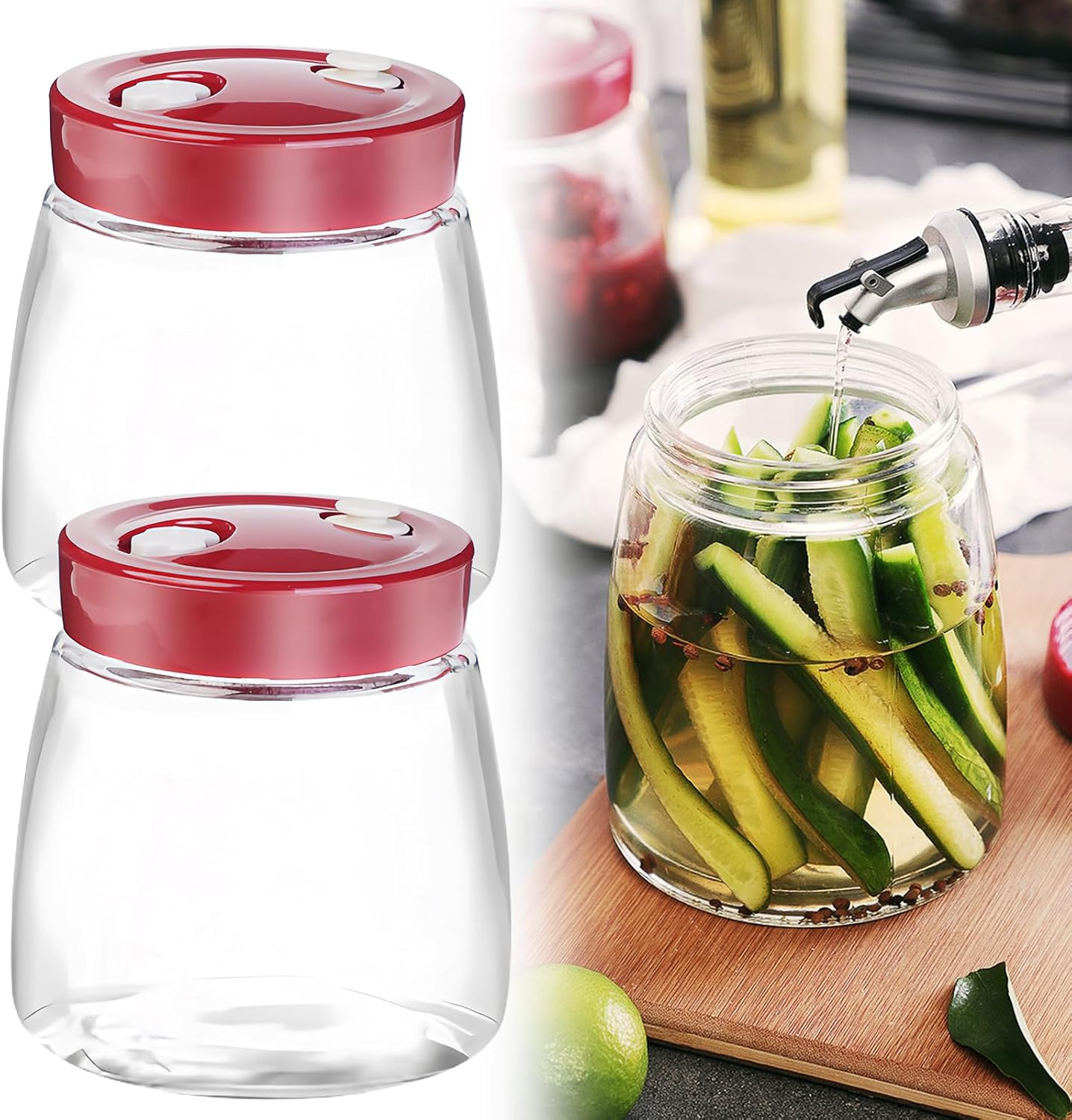 Offerta 2 Barattoli Fermentazione 1000ml | Kit Economico Valvola Sfiato