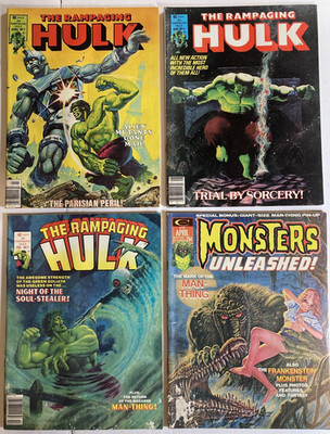 Rampaging Hulk Magazine #2, 4, 7 + Monsters Unleashed #5 Marvel *Damaged Readers