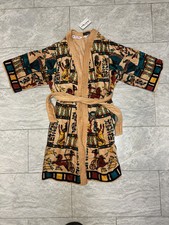 VTG Roos Atkins STATE O MAINE Egyptian Hieroglyphics Velour Terry Bath Robe NWT