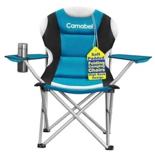  Folding Camping Chairs Oversized Heavy Duty Padded 400 LBS Deep Lake Blue
