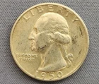 1950 USA - ¼ Dollar Circulated Washington Quarter .900 Silver Coin