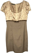 VTG Y2K Maurices Velvet satin Dress herringbone 90s Bridgerton brown size 3/4