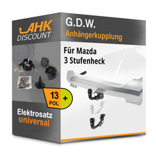 Für Mazda 3 Stufenheck 11.2018-jetzt G.D.W. Anhängerkupplung abnehmbar + 13polig