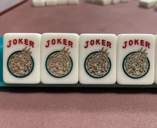 4 VTG CRISLOID MARBLETTE MAH JONG JONGG  WHITE JOKER TILES 1970's