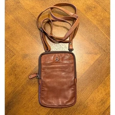 Harbour 2nd Benita Brown Leather Crossbody Wallet Bag Detachable Strap Patina