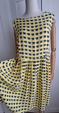 CIRCUS Vintage Style Cup Of Tea Block Print Yellow Sleeveless Dress Size 14