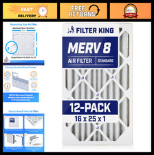 16x25x1 Air Filter 12-Pack | MERV 8 Pleated HVAC A/C Furnace Filters | USA Made