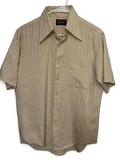 Vintage 70s Cream Polyester Short Sleeve Shirt by JC Penney, Sz Medium