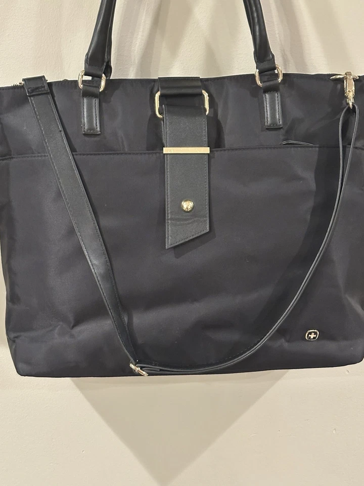 Bolso de Mano Wenger Negro de Nylon para Laptop Bolso de Mano Bolso de Hombro Multi Compartimento Foto 2 de 4