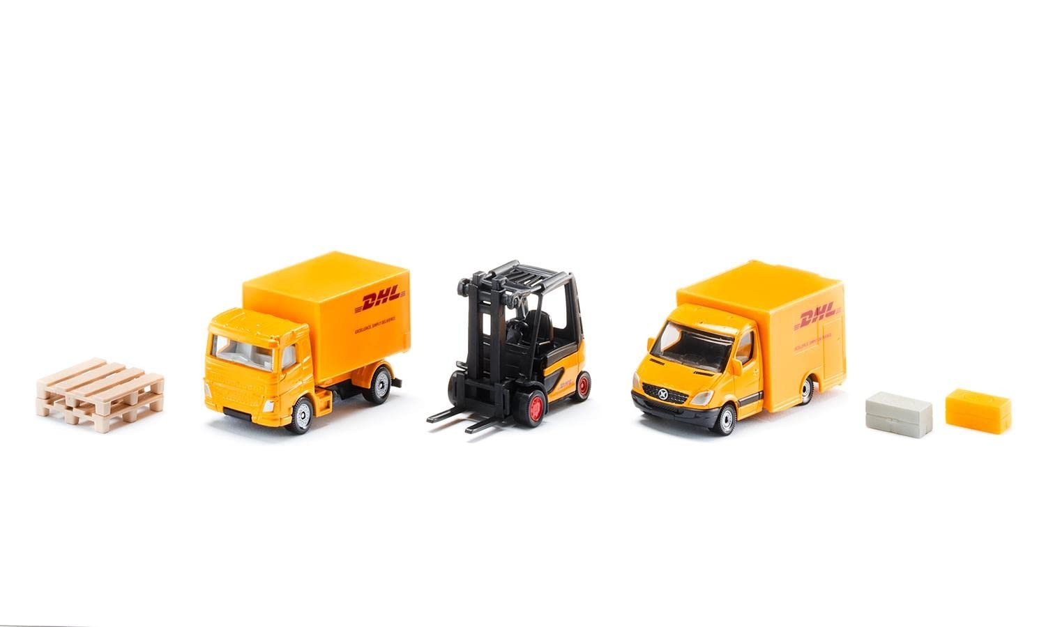 Siku 6335 DHL Logistics Gift Set with Truck Forklift Parcel Delivery Van Pal 6090₽