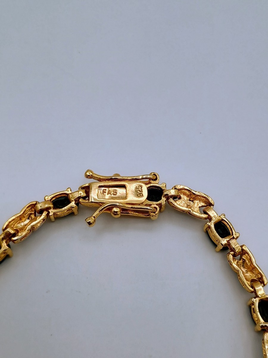 Designer FAS Gold Vermeil Sterling Silver Sapphires Tennis Bracelet View 6