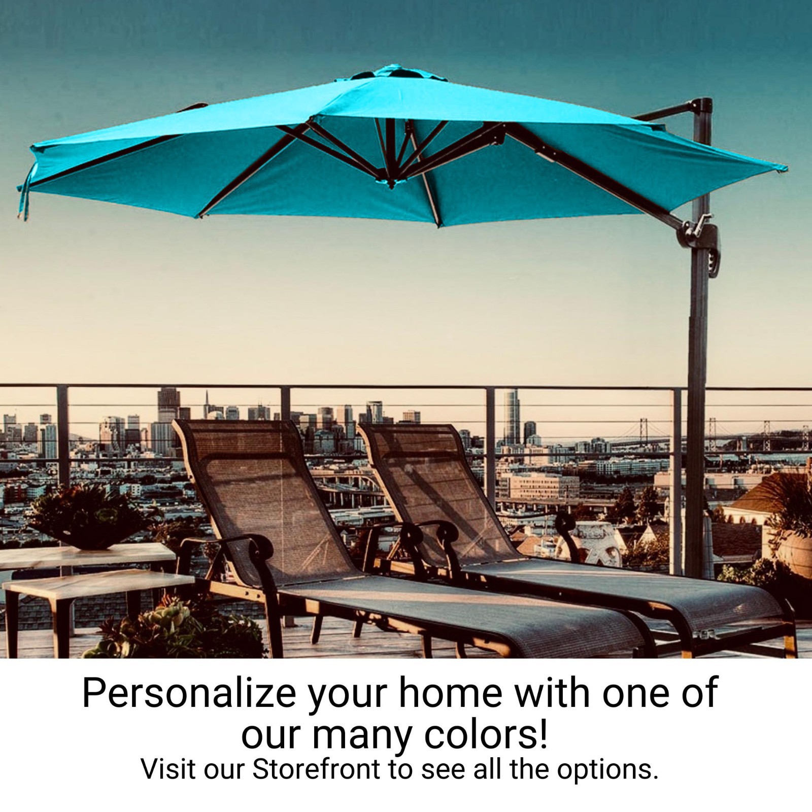11ft Cantilever Umbrella Replacement Canopy Supported Bar Premium Colors