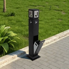 Standing Ashtray 42.5" Vertical Smokers Cigarette Butt Receptacle Office Outdoor