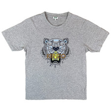 Kenzo Paris grau Tiger Grafikdruck Kurzarm T-Shirt Größe Herren Medium M