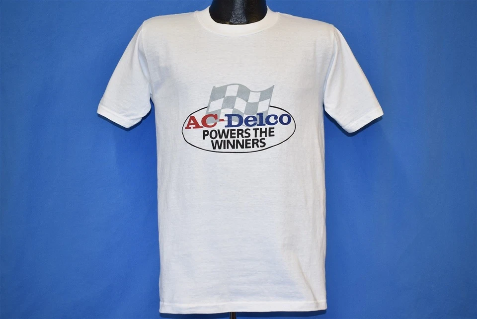 Camiseta de colección años 80 AC-DELCO POWERS GANADORES PIEZAS DE COCHES DE CARRERAS AUTO GENERAL MOTORS GM M Foto 2 de 3