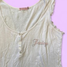 Juicy Couture Baby Pink Ruffle Tank Size M USA Made Y2K Sleepwear Mcbling