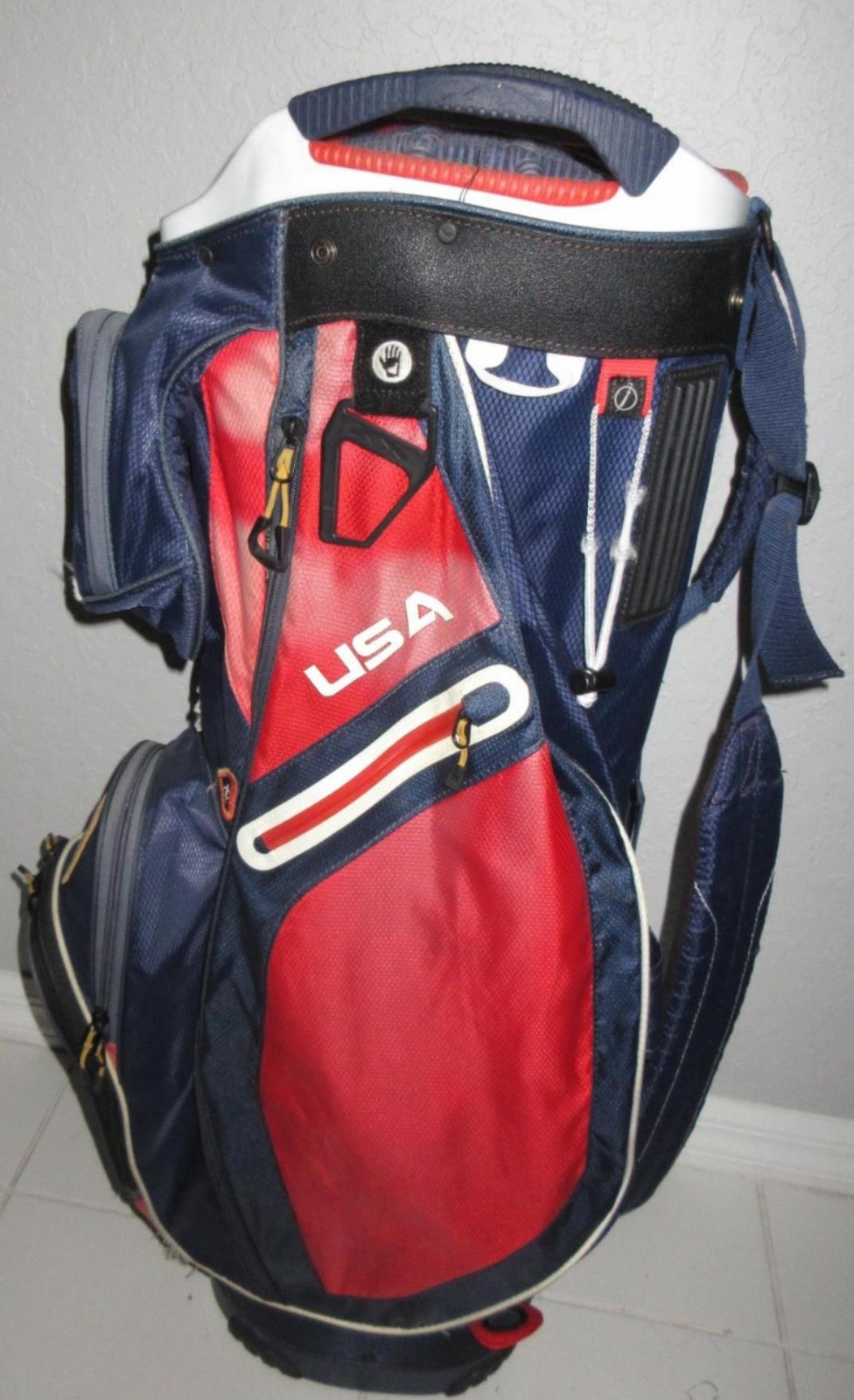 SUN MOUNTAIN USA RED WHITE BLUE AMERICAN FLAG GOLF CART BAG 14 WAY DIVIDER