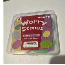Worry Stones Fidget Toy Set, Food Grade Silicone, 6 Piece, Ages 3