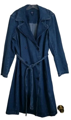 GAP DENIM DOUBLE BREASTED TRENCH COAT SIZE XL