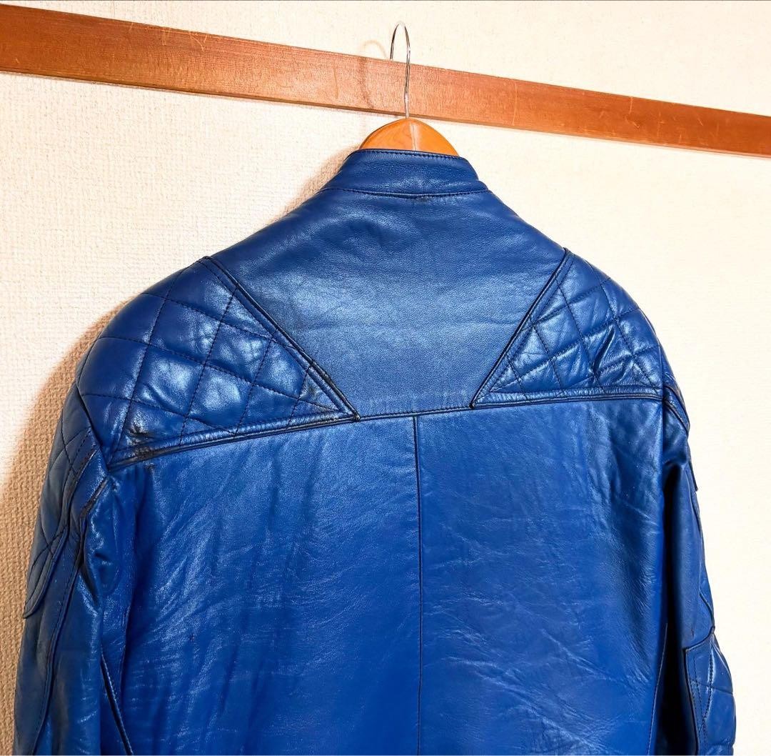Vintage Lewis Leather Super Monza 42 Blue Sheep Leather Jacket image 9