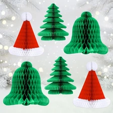 KatchOn, Honeycomb Christmas Decorations - Pack of 6 | 3D Green 
