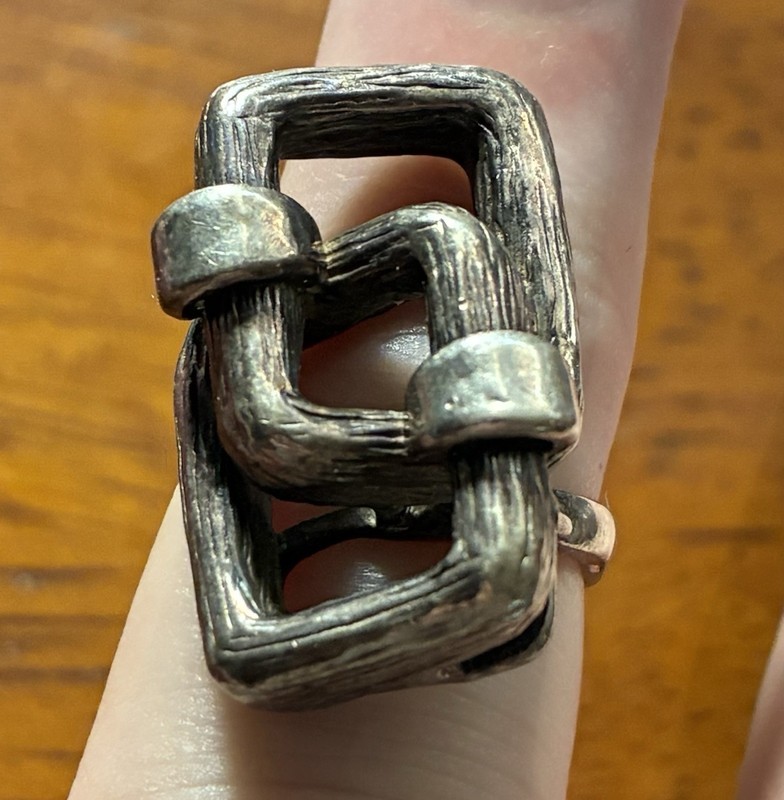 Sterling Silver Modernist Chain Link Ring - Size 5