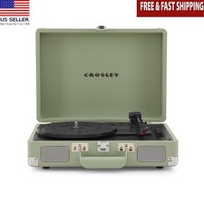 Portable Vinyl Record Player W/ Bluetooth 3-Speed Turntable Built-in Speakers US