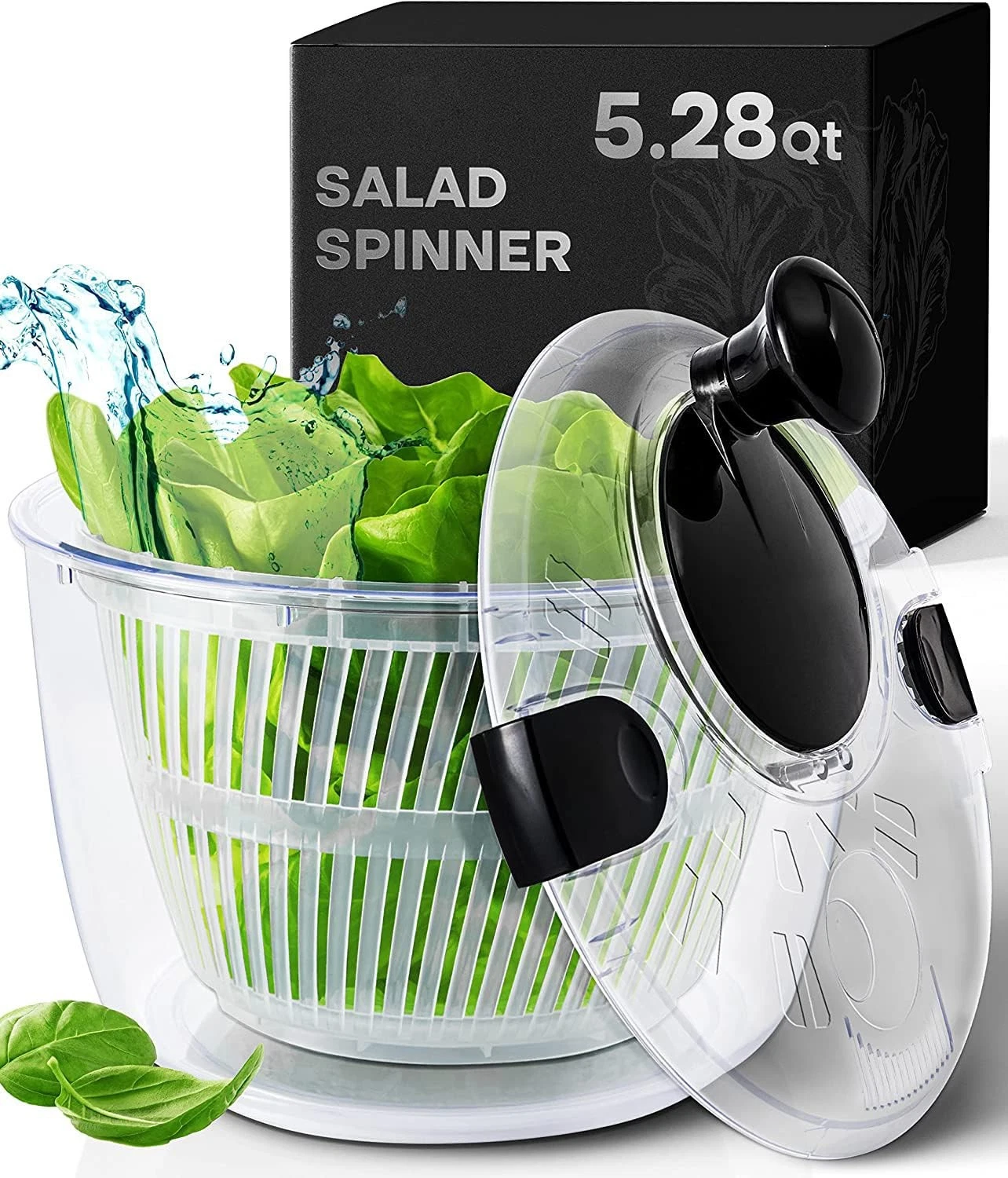 Large Salad Spinner with Drain, Bowl, and Colander - Quick and Easy Multi-Use...