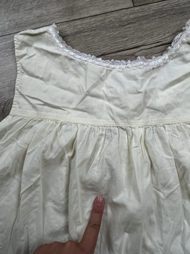 EILEEN WEST Nightgown Size 3X Yellow Cream Sleeveless Cotton Lace - Read - Picture 11 of 12