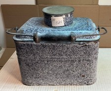#324 GREY SPECKLED GRANITEWARE MINERS RAILROAD LUNCH PAIL BOX 3 PCS 8" TALL