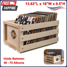 Crosley AC1004A-NA Record Storage Crate, Holds Up To 75 Albums, Natural Finish