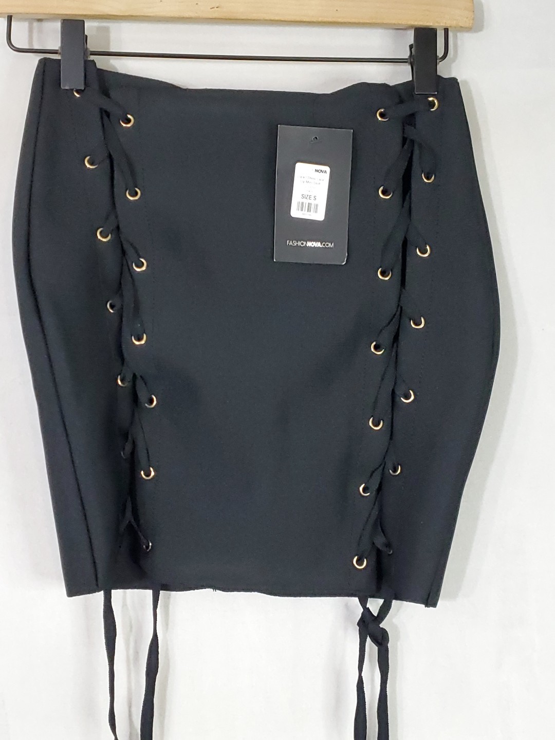 Fashion Nova Lace Up Goth Emo Punk Mini Black Lace Up Skirt Women's Size Small