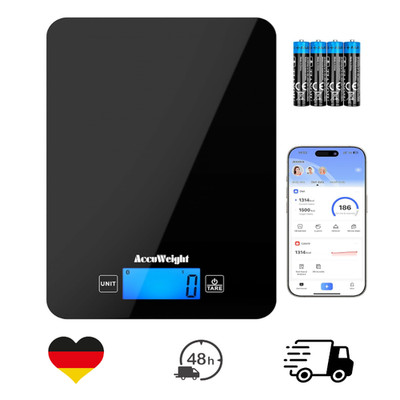 Küchenwaage Bluetooth Nährwertrechner 5 kg LCD Display Kalorienzähler