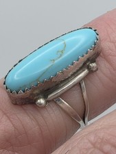 VTG STERLING SILVER NATIVE AMERICAN TURQUOISE RING SIZE 7