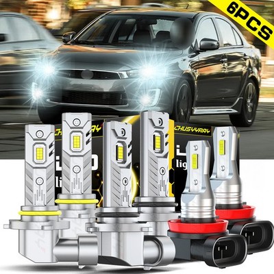 For Mitsubishi Lancer 2008-2015 2016 2017 6x LED Headlight Fog Light Bulbs Combo